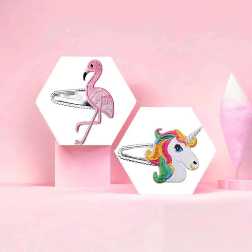 NEW Rainbow Unicorn & Flamingo Barrette Set NWT Princess Dressy